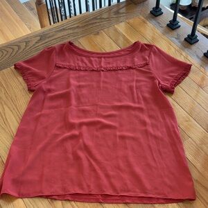 LOFT Women's burnt orange Ruffle Trim Top